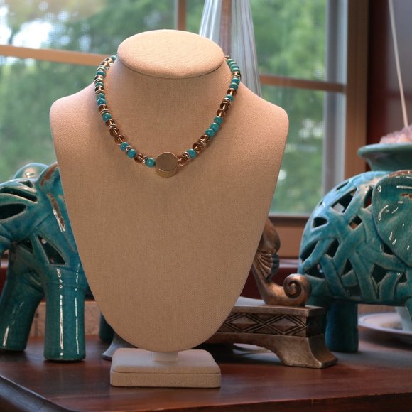 Turquoise, Smoke Quartz and Silver 925 Vintage Necklace - Picture 2 of 6